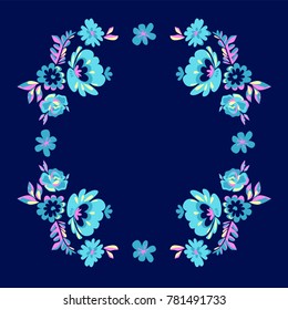 Flowers Decor Vector Illustration, Floral Frame. Flowers isolated on white background.