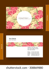 Flowers decorated business card or visiting card design.