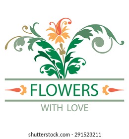 Flowers decoration with colorful plant leaves, vector design