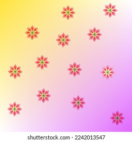 Blumendekoration mit rosafarbenem und gelbem Farbverlauf-Maschenhintergrund für Tapeten