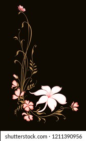 Flowers decorative background. Vertical floral pattern with lilie.