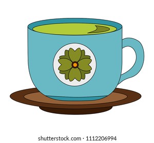 flowers decorative coffee cup ceramic on dish