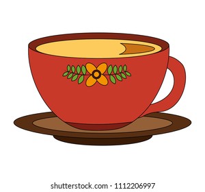 flowers decorative coffee cup ceramic on dish
