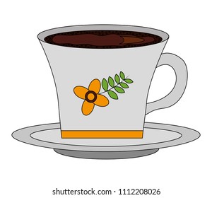 flowers decorative coffee cup ceramic on dish