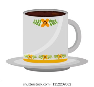 flowers decorative coffee cup ceramic on dish