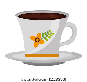 flowers decorative coffee cup ceramic on dish