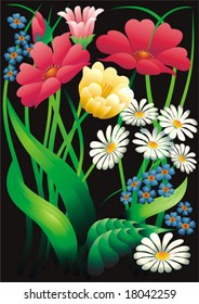 Flowers. Decorative panel with colours.