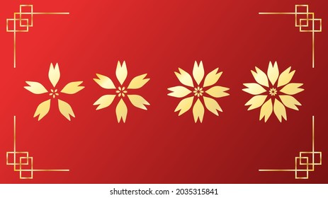 Flowers Decorative Symbol in chinese new year on red background , Flat Modern design , Illustration Vector  EPS 10