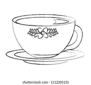 flowers decorative tea cup ceramic on dish