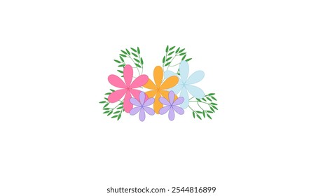 flowers with delicate twigs green on a white background