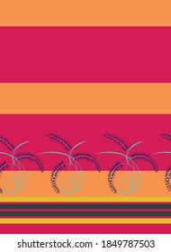 flowers design border pattern and red background