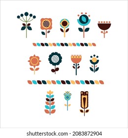 Flowers, design elements, beautiful floral motifs. Elements of flowers