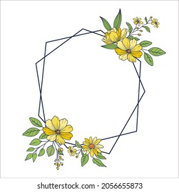 Flowers design frame, Yellow, wedding