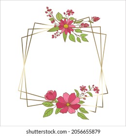 Flowers design frame,Gold and pink