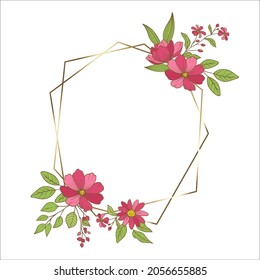 Flowers design frame,Gold and pink