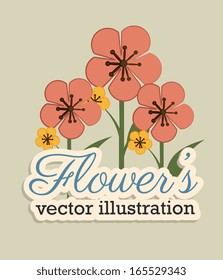 flowers design over beige background vector illustration 