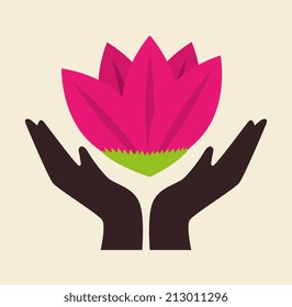 Flowers design over beige background, vector illustration