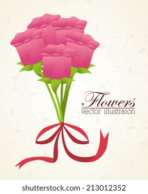 Flowers design over beige background, vector illustration
