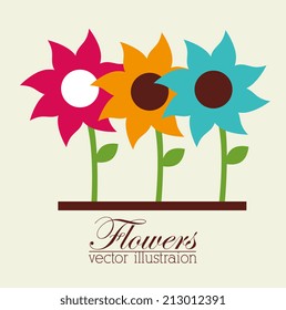 Flowers design over beige background, vector illustration