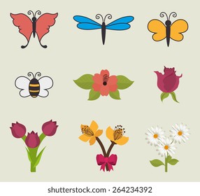 Flowers design over beige background, vector illustration.