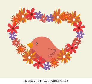 Flowers design over beige background, vector illustration.