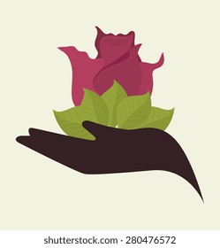 Flowers design over beige background, vector illustration.