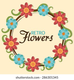 Flowers design over beige background, vector illustration.