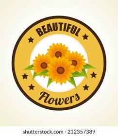 Flowers design over beige background,vector illustration