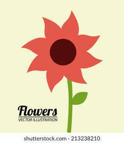 Flowers design over beige background,vector illustration