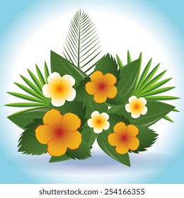 Flowers design over blue background, vector illustration.