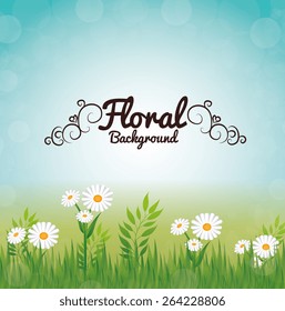 Flowers design over blue background, vector illustration.