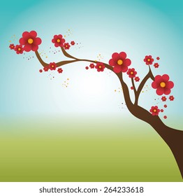 Flowers design over colorful background, vector illustration.