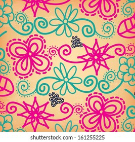 flowers design over cream background vector illustration  