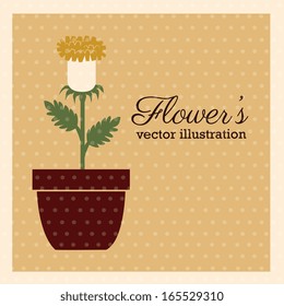 flowers design over dotted background vector illustration 