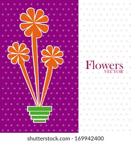 flowers design over dotted background vector illustration  