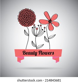 flowers design over  gray background vector illustration