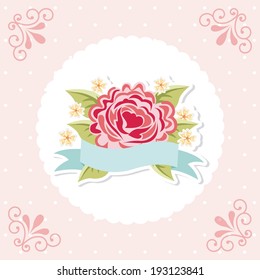 Flowers design over pink background, vector illustration