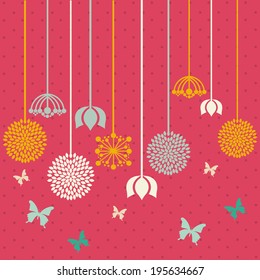 Flowers design over pink background, vector illustration