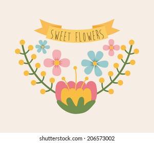 flowers design over pink background vector illustration