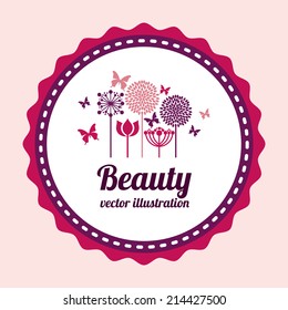 flowers design over pink background vector illustration