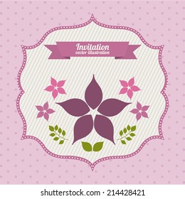 flowers design over pink  background vector illustration