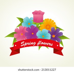 Flowers design over white background, vector illustration
