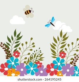 Flowers design over white background, vector illustration.