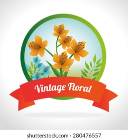 Flowers design over white background, vector illustration.