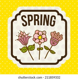 flowers design over yellow background vector illustration