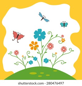 Flowers design over yellow background, vector illustration.