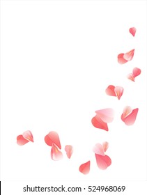 Flowers design. Flowers petals. Flowers petals. Sakura flying petals isolated on white background. Petals Roses Flowers. Vector