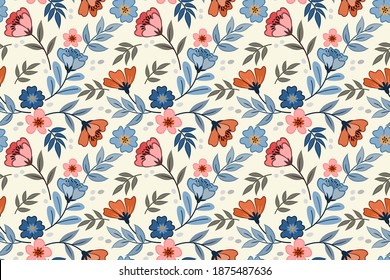 Flowers design seamless pattern for fabric textile wallpaper.