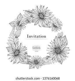 Flowers design template. Hand drawn vector illustrations. Botanical invitation. Vector.