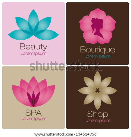 flowers design vector for spa, boutique, beauty salon, cosmetician, shop, yoga class, hotel and resort ストックフォト © 